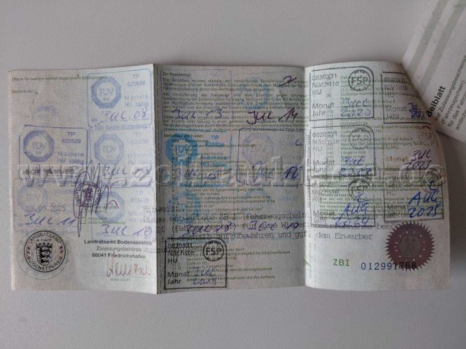 Fahrzeugschein Rückseite