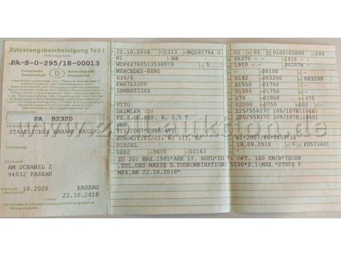 Zulassungsbescheinigung Teil I