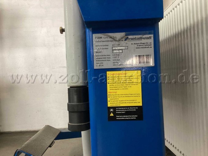 Metallkraft Segment Schwenkbiegemaschine FSBM 1270- 20 S - Ansicht Typenschild