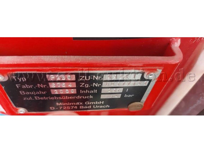 Minimax P250 Pulverlöschanlage Ansicht Typenschild 2