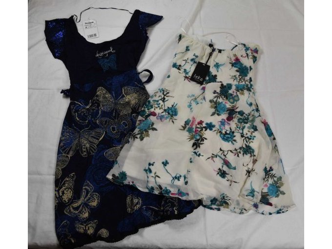 1 beiges gemustertes Kleid “Iska“ & 1 buntes Kleid „Desigual“