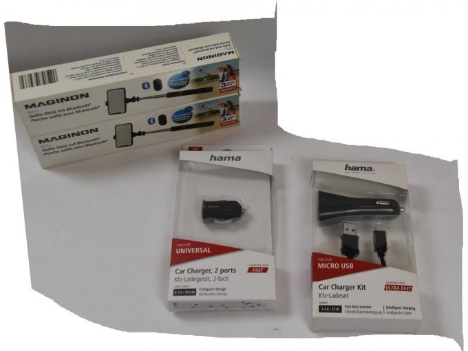 2 KFZ-Ladegeräte „Hama“ & 
2 Sefi Stick mit Bluetooth „Maginon”