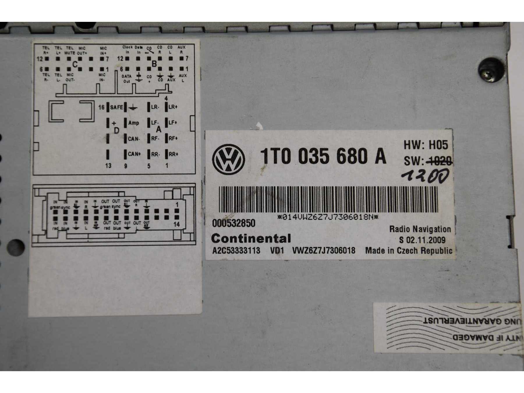 Sicht auf das Typenschild