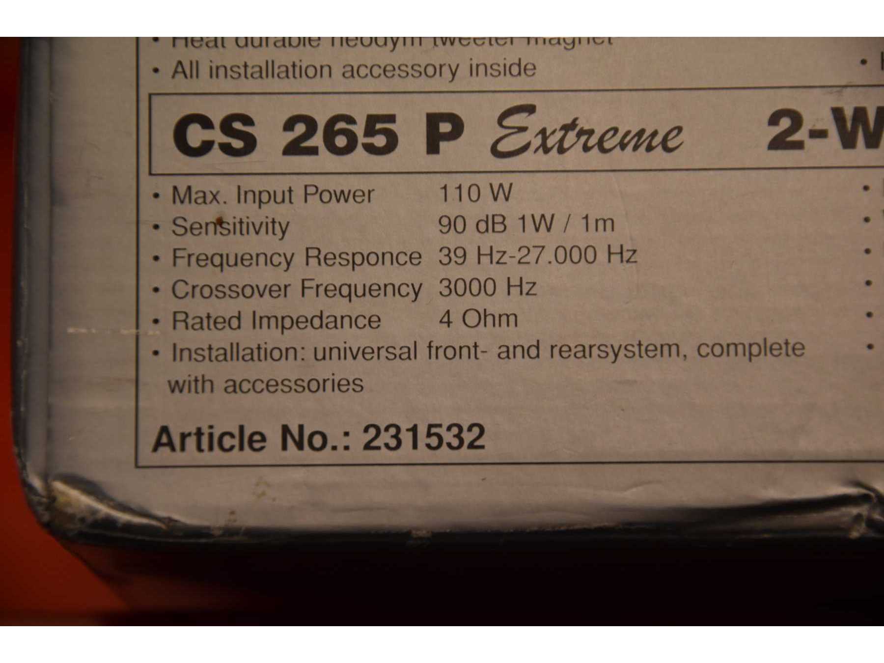 Sicht auf die Verpackung