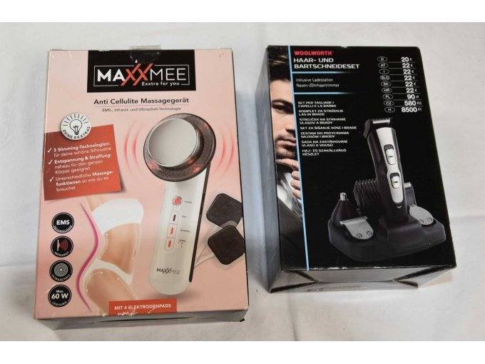 1 Anti Cellulite Massagegerät „MaxxMee“ & 1 Haar und Bartschneideset „Wollworth“