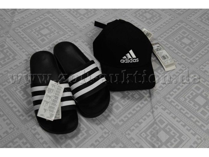 1 schwarzes BaseCap „Adidas“ & 
1 Paar schwarze Sandalen „Adidas“ Gr. 43