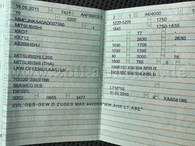 Zulassungsbescheinigung Teil 1