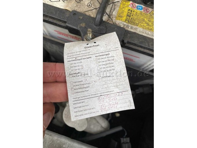 Servicezettel Motorraum, Angabe ohne Gewähr