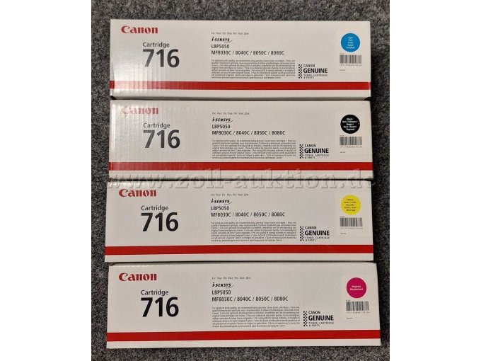 Canon Toner 716
1x 1980B002 schwarz
1x 1977B002 gelb
1x 1979B002 cyan
1x 1978B002 magenta
