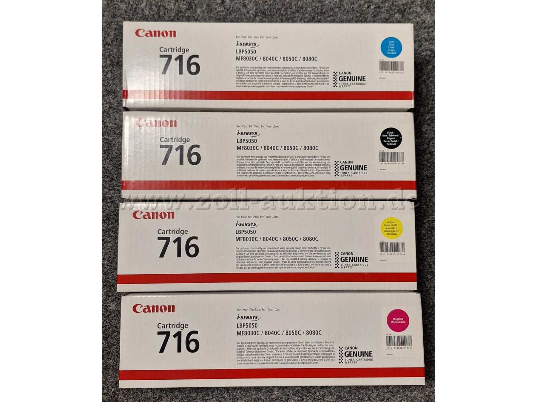 Canon Toner 716
1x 1980B002 schwarz
1x 1977B002 gelb
1x 1979B002 cyan
1x 1978B002 magenta