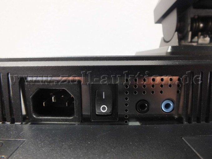 Netzstecker, Power-Schalter und Audioeingang des Acer