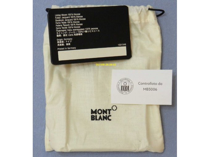 Montblanc Staubbeutel mit Produktinformationen (2.)