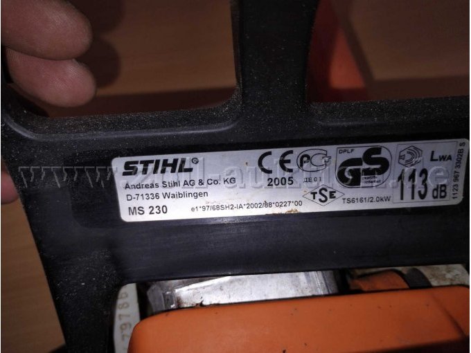 STIHL MS 230 Typenschild