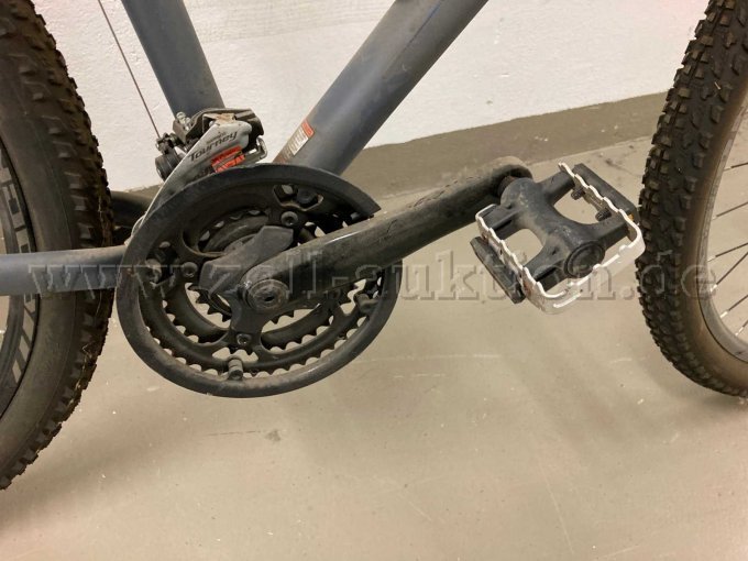 Ansicht Zahnkränze, Kettenblätter, Umwerfer, Tretkurbel und Pedal