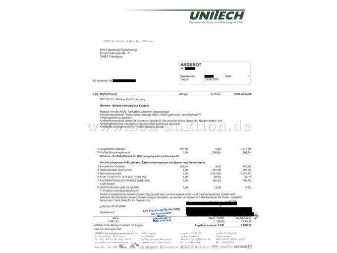 1 defecte Multicar met rolstrooier FWS 350 en Vario-sneeuwschuif FKP 1700 – foto 8 – kavel bij Zoll-Auktion, Franzburg