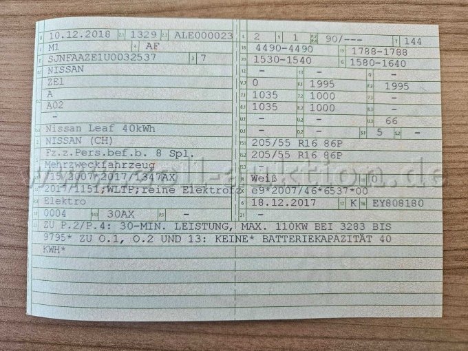 Zulassungsbescheinigung Teil 1