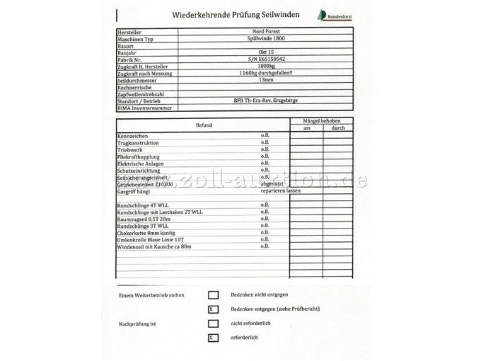 Auszug Prüfprotokoll vom 05.11.2025