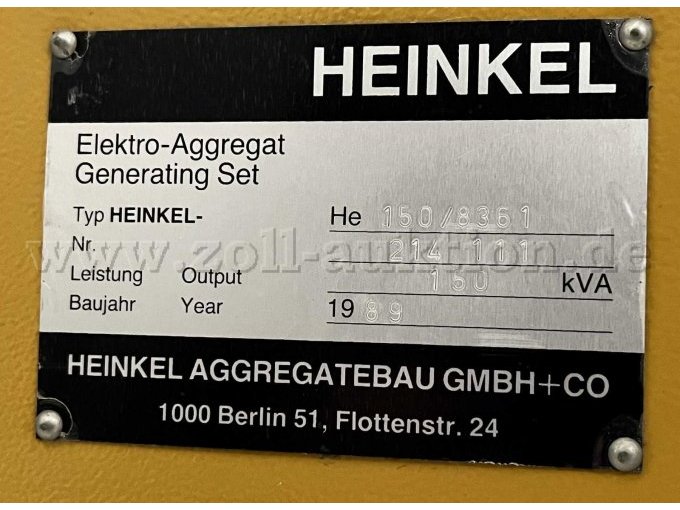 Typenschild Aggregat