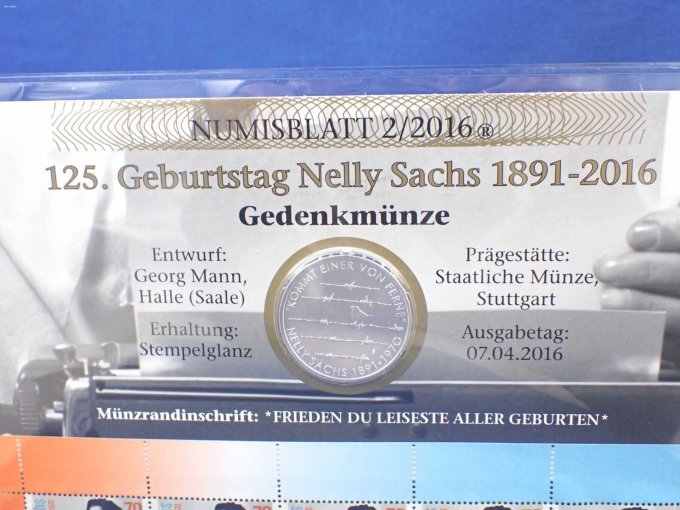 Numisblatt mit Münze und Informationen