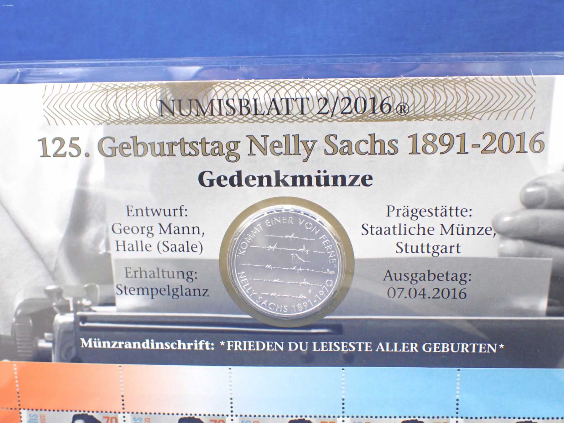 Numisblatt mit Münze und Informationen