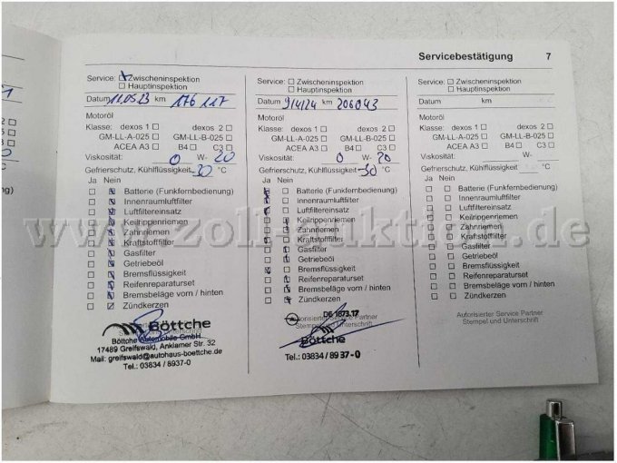 Wartungsnachweis - letze Wartung