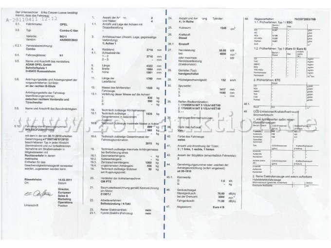 Opel Combo 
technische Daten