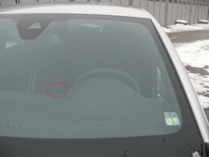 Beipielschaden Lage Steinschlag (Fernsichtfeld) Windschutzscheibe