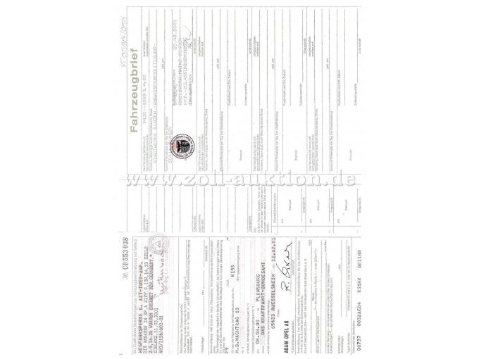 Fahrzeugbrief Seite 1