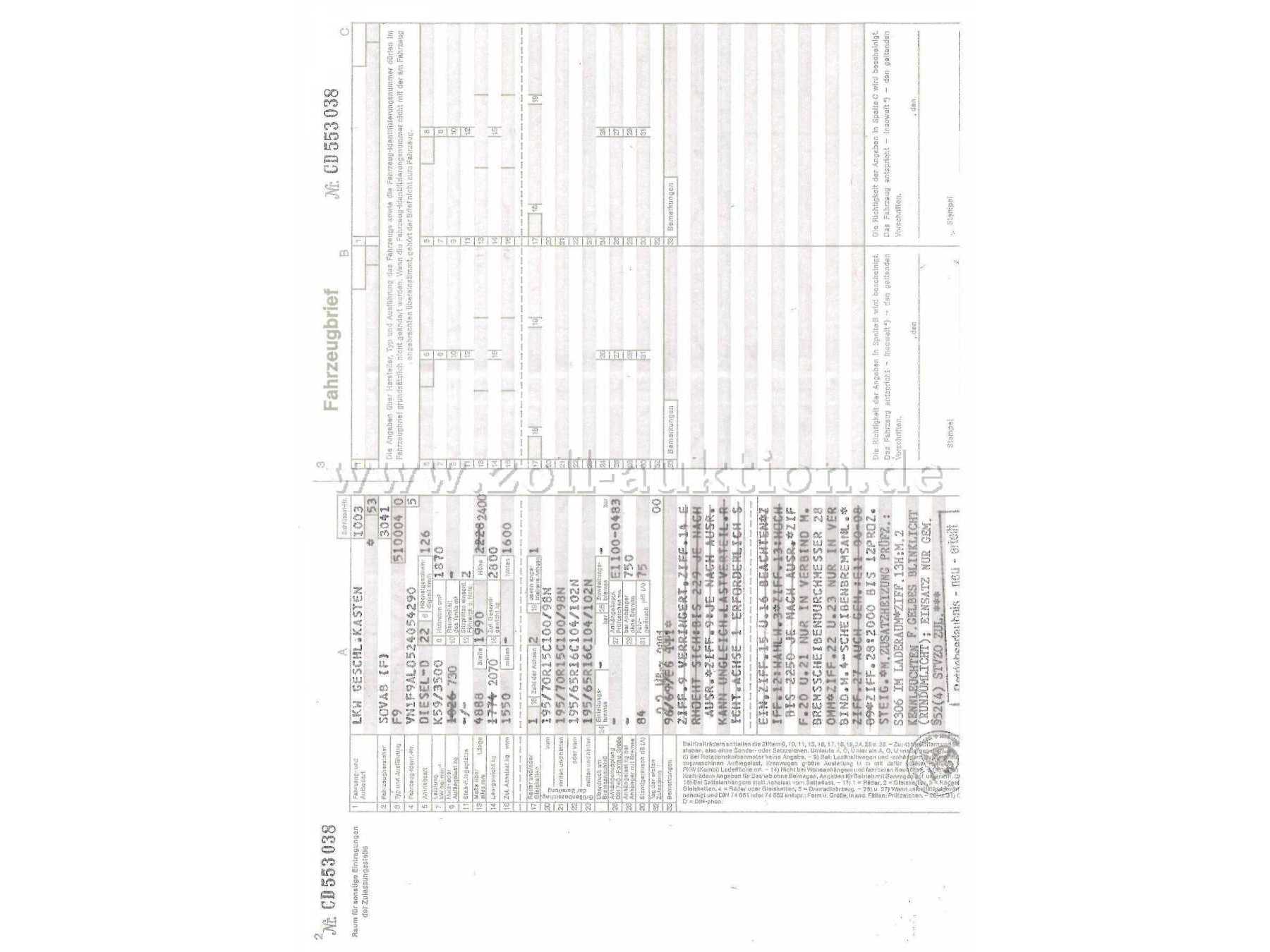 Fahrzeugbrief Seite 2