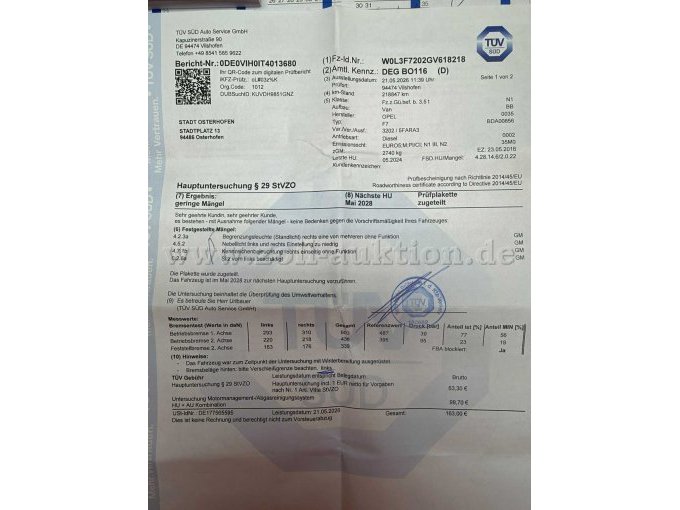 Aktueller TÜV Bericht vom Mai