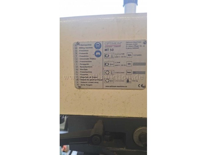 Optimum Fräsmaschine MT50 - Ansicht Typschild