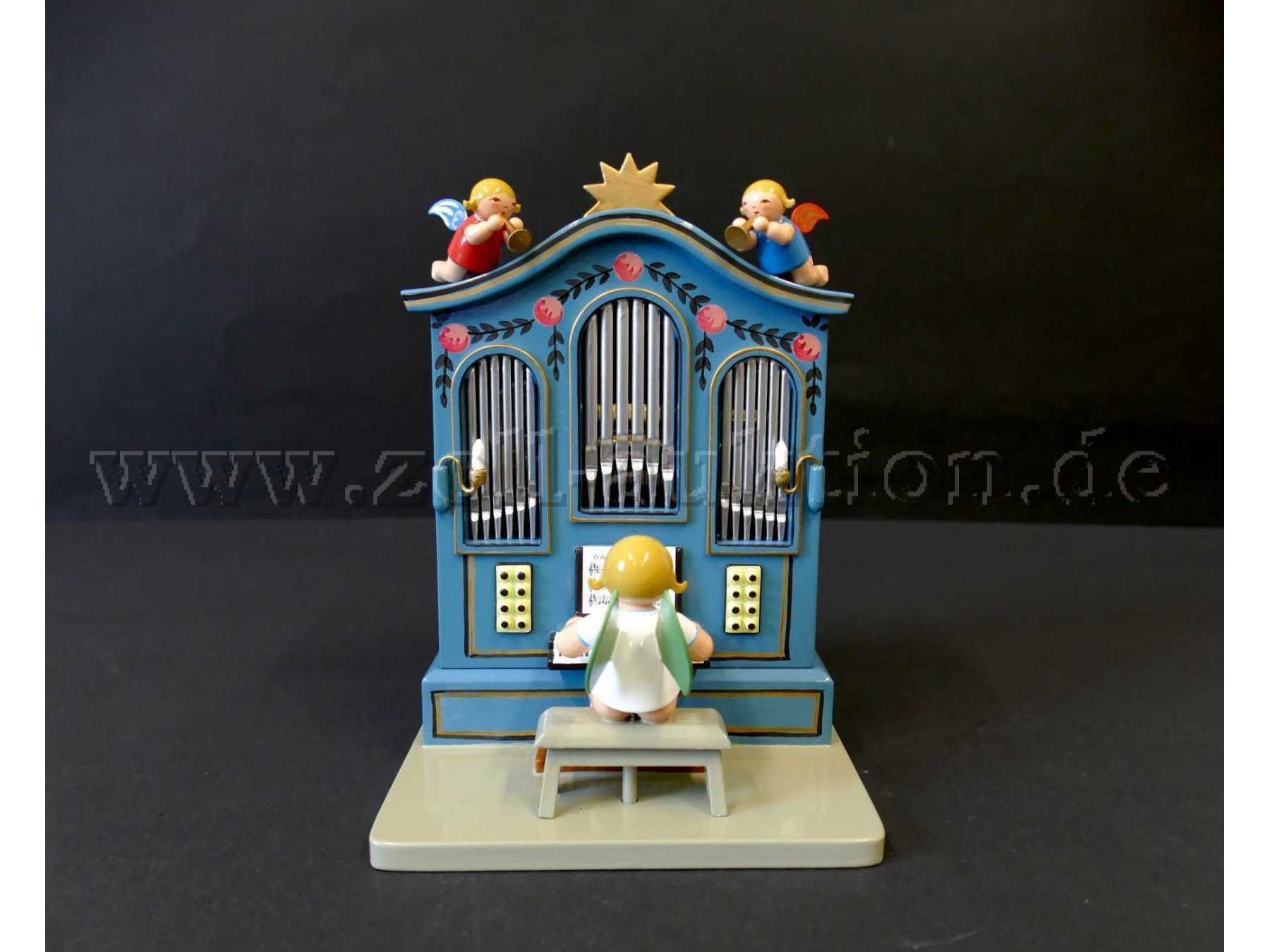 1 Orgel mit Musikwerk 636/OrMB ´O du fröhliche` und elf Punkt Engel, Wendt & Kühn