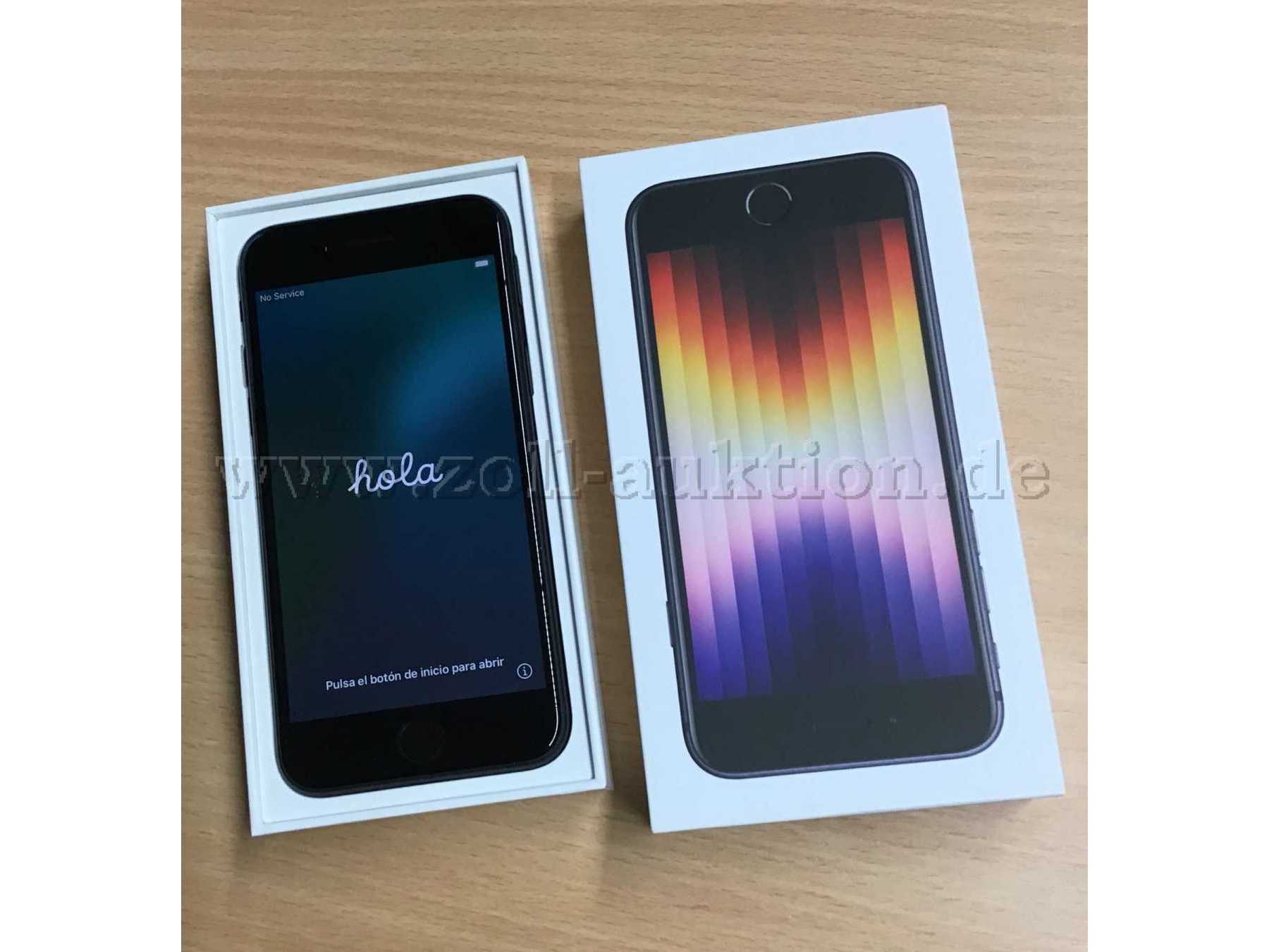 Ansicht von dem Apple iPhone SE 3. Generation Vorderseite mit Karton