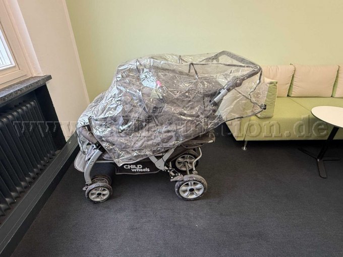 Kinderwagen mit Regenhaube