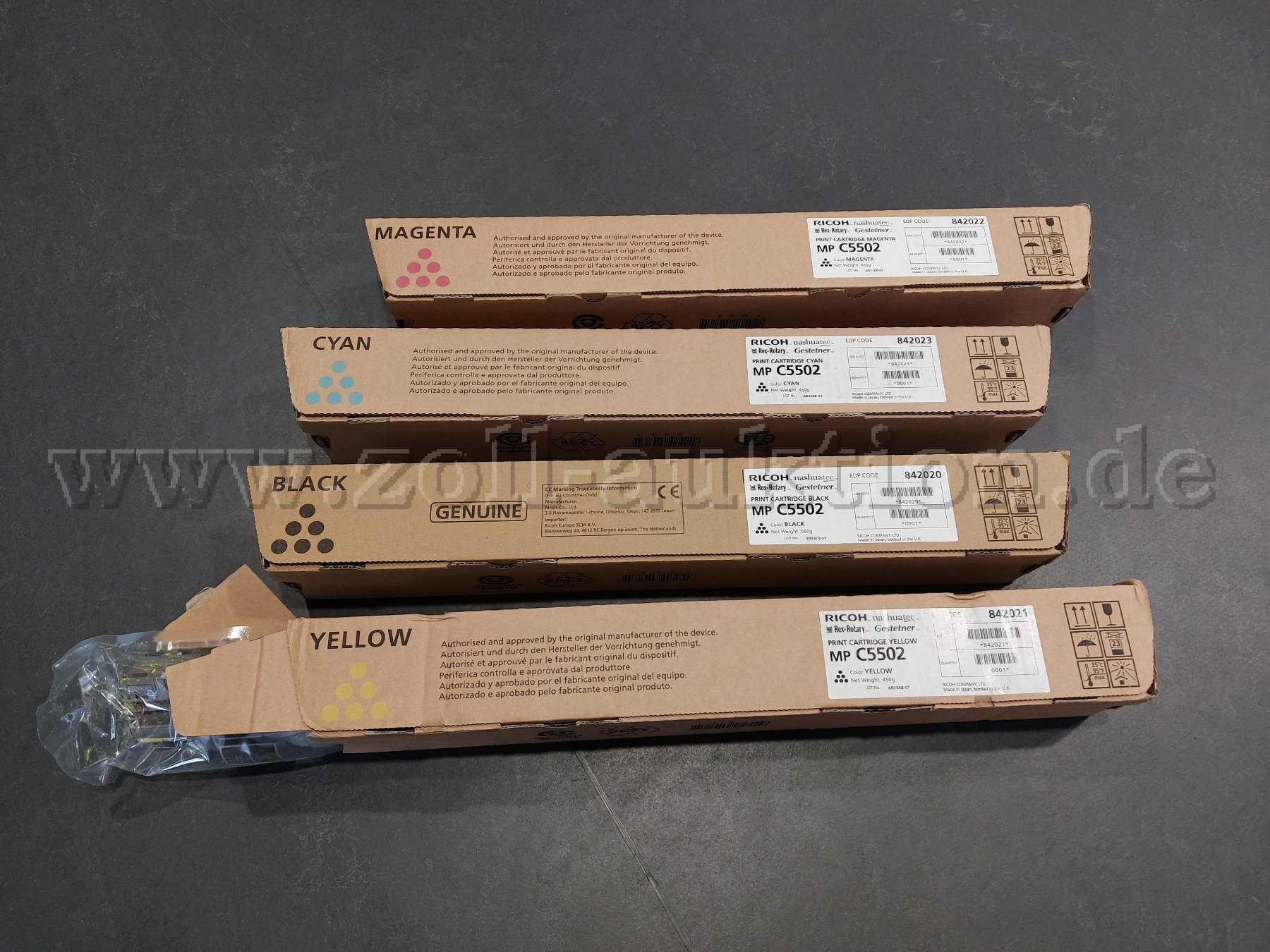 Toner Ricoh MP C 5502 in 1x black, 1x cyan, 1x magenta, 1x yellow