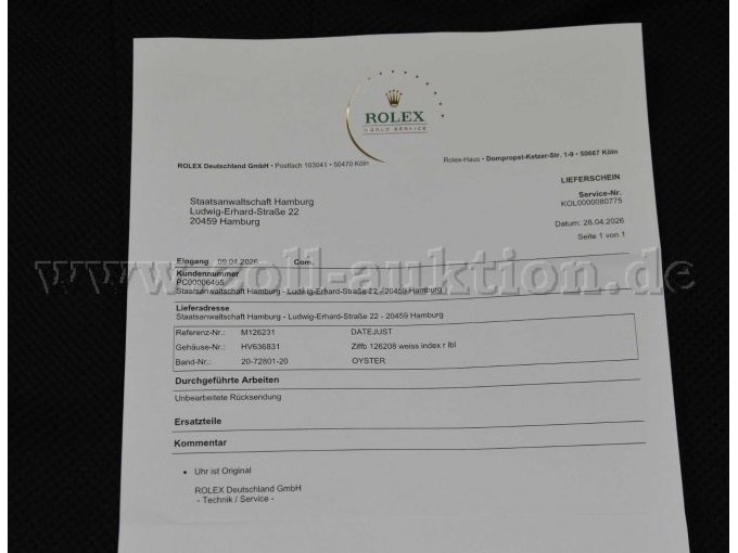 Bescheinigung Rolex