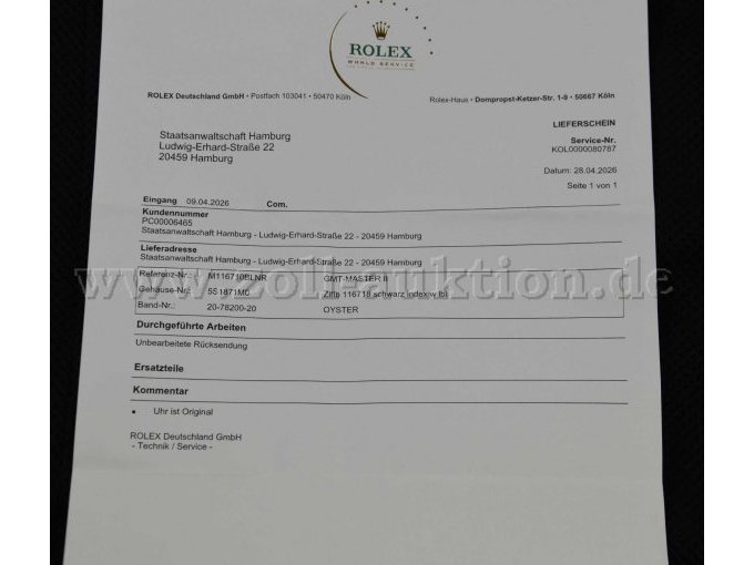 Bescheinigung Rolex
