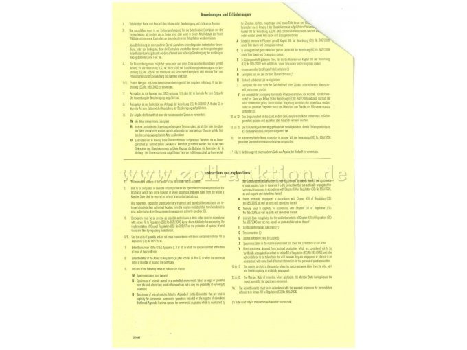 CITES-Bescheinigung Seite 2