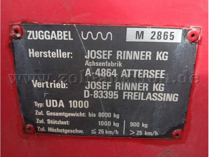 Typenschild Zuggabel