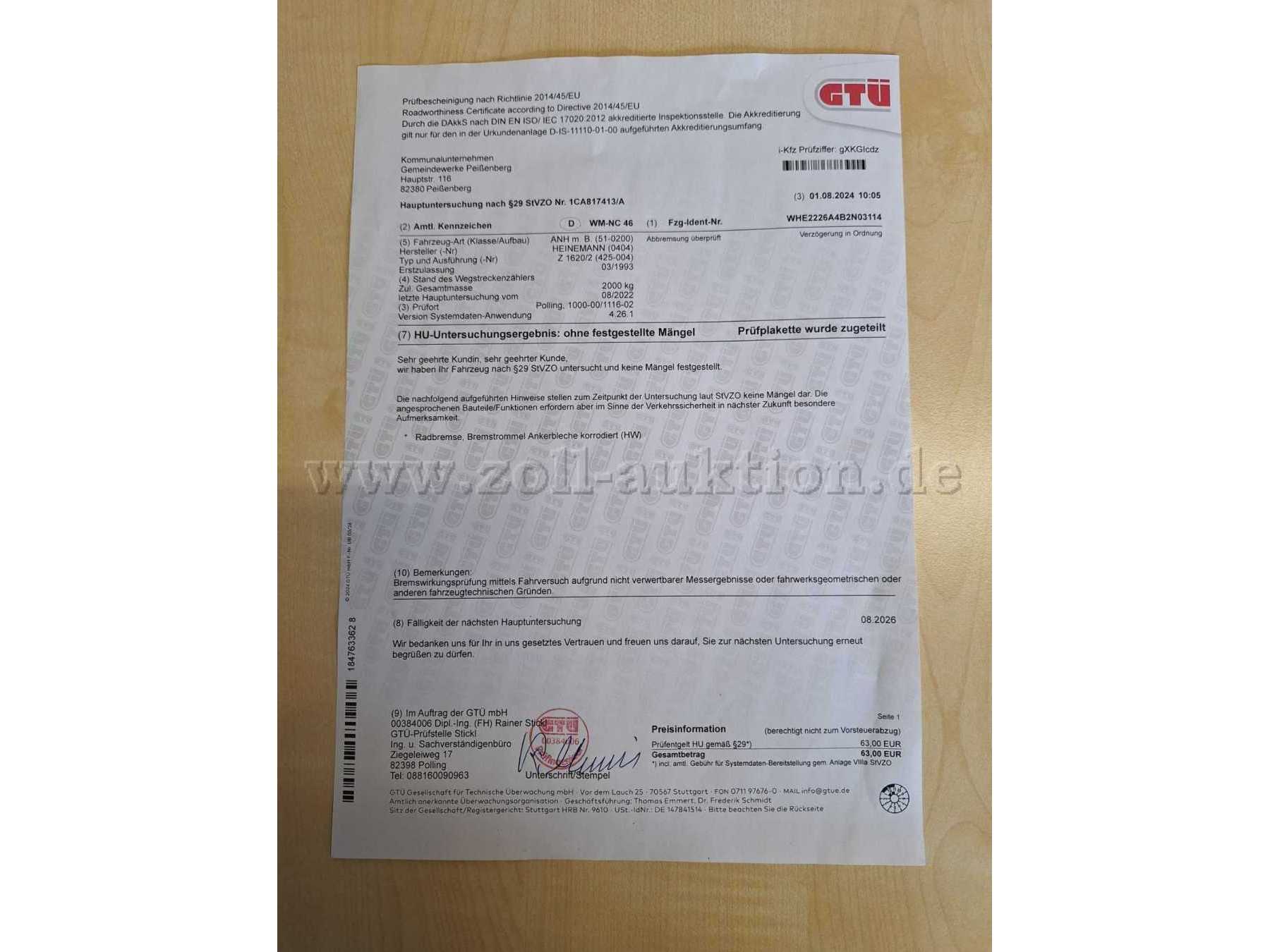 Prüfbericht letzte HU