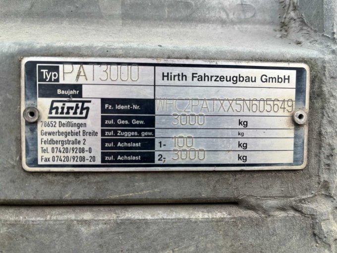 Typenschild vom Anhänger