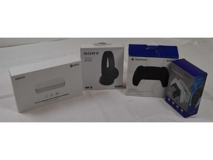 1 Paar Kopfhörer, 1 PS5 Controller und 1 Ladestation sowie 1 UV Sterilizer 1 Paar Kopfhörer, 1 PS5 Controller und 1 Ladestation sowie 1 UV Sterilizer