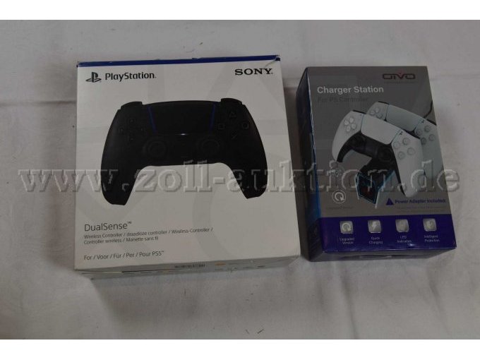 1 “Sony” DualSense® Wireless Controller – Midnight Black und
1 PS5 Controller Ladestation in weiß