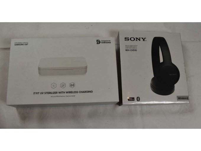 1 UV Sterilizer „Samsung“ in weiß und 1 Paar Kopfhörer „Sony“ WH-CH510