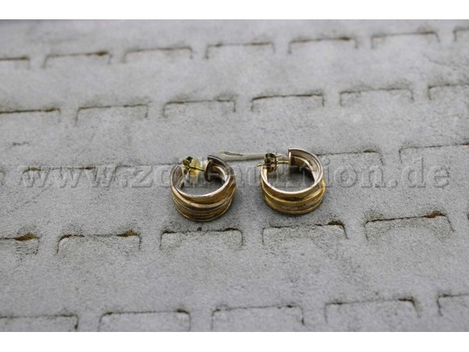 1 Paar Ohrringe "Creolen" aus 900er Gold mit Silber 1 Paar Ohrringe "Creolen" aus 900er Gold mit Silber