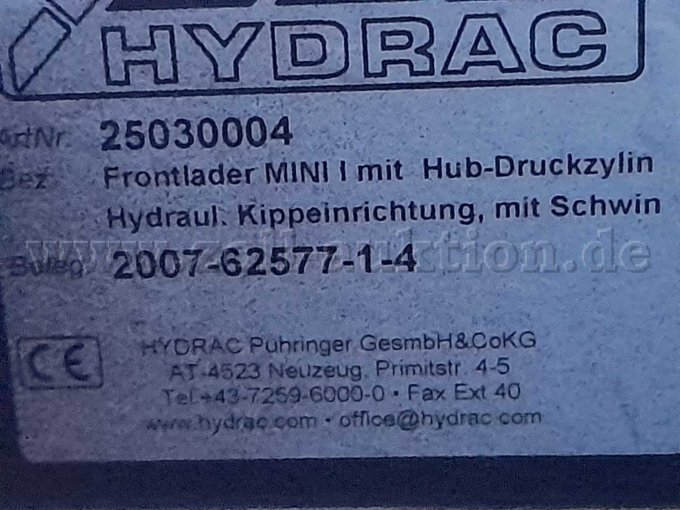 Typschild des passenden Fahrzeugs (Frontlader Mini I)