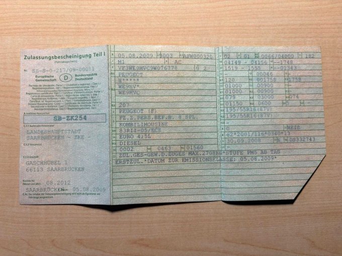 Zulassungsbescheinigung Teil I