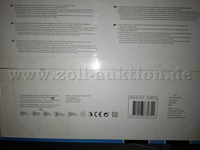 1 Philips Air Purifier Luftreiniger Serie 2000 – foto 5 – kavel bij Zoll-Auktion, Calw