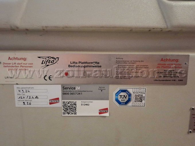 1 platformlift van CAMA Treppenlift GmbH (lift); type Handi-Lift EA7 – foto 5 – kavel bij Zoll-Auktion, Aßling