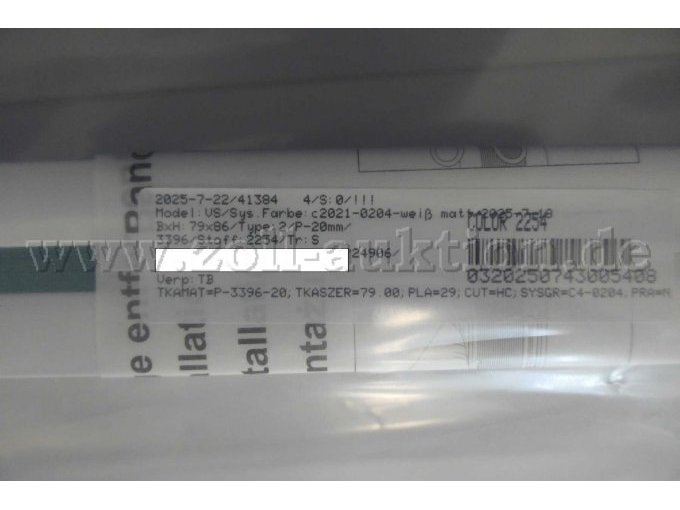 Detailaufnahme Produktinformation auf dem Plissee